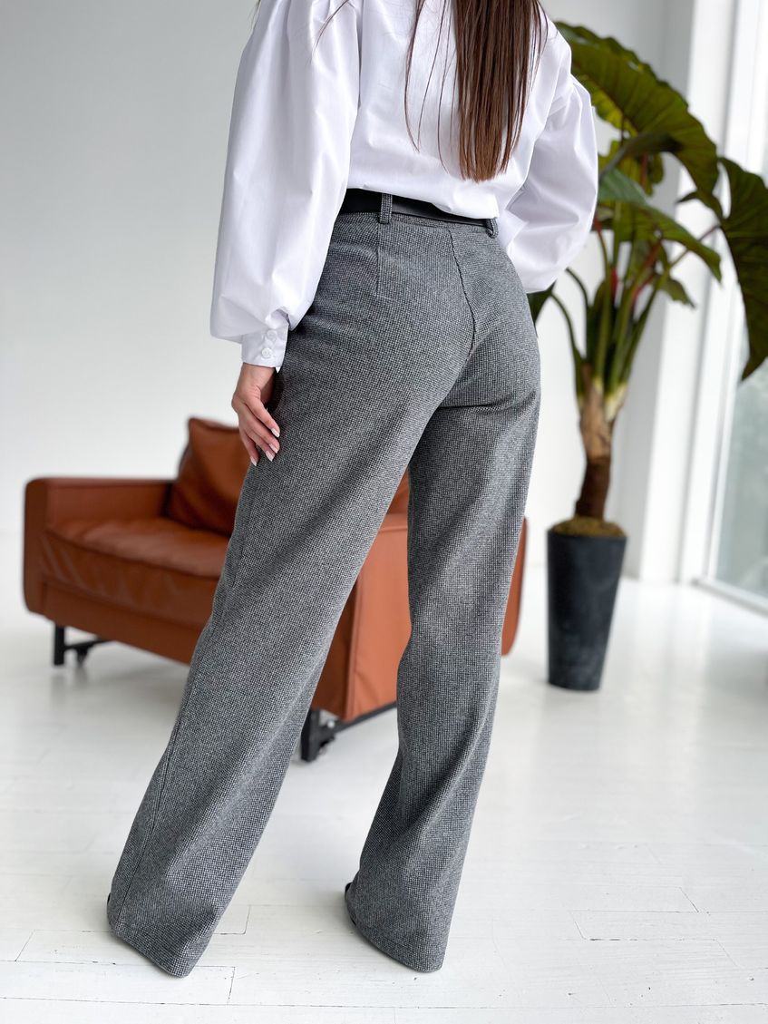 Женские тёплые брюки палаццо sh-201 Серые