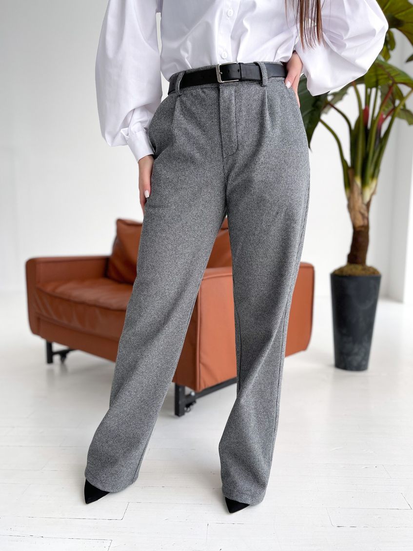 Жіночі теплі штани палаццо sh-201 Сірі