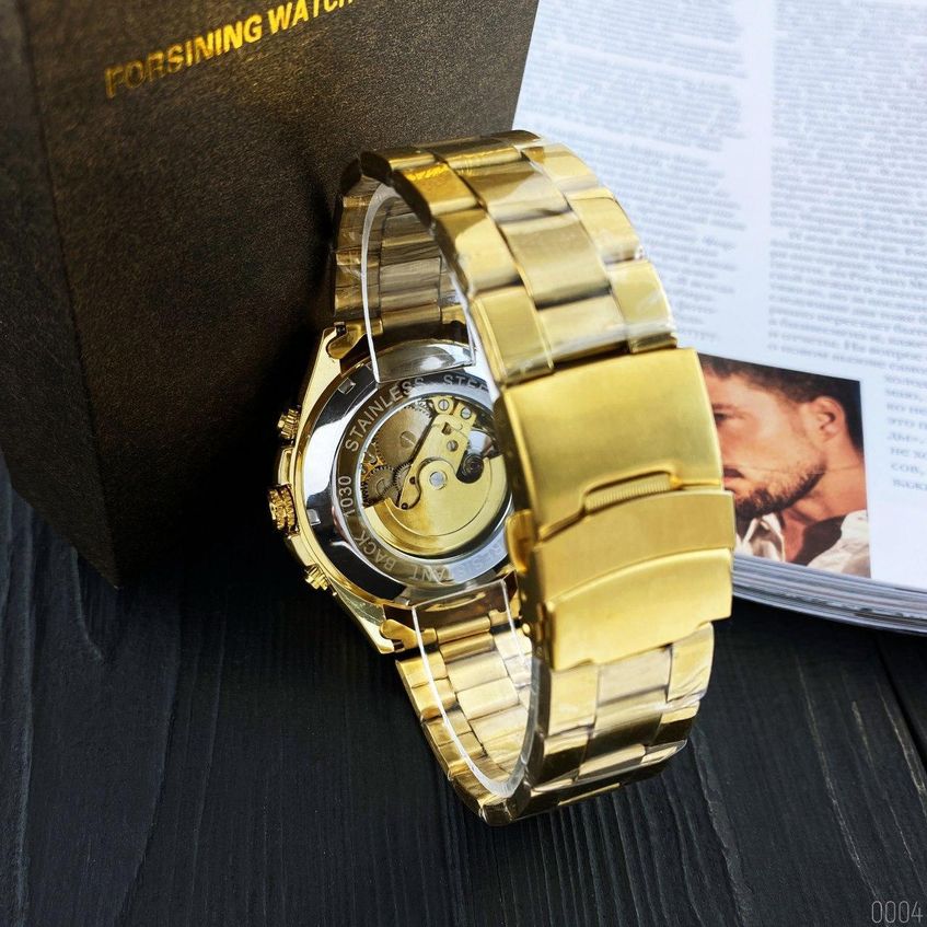 Часы мужские Forsining 8130 Gold-Black AB-1059-0004