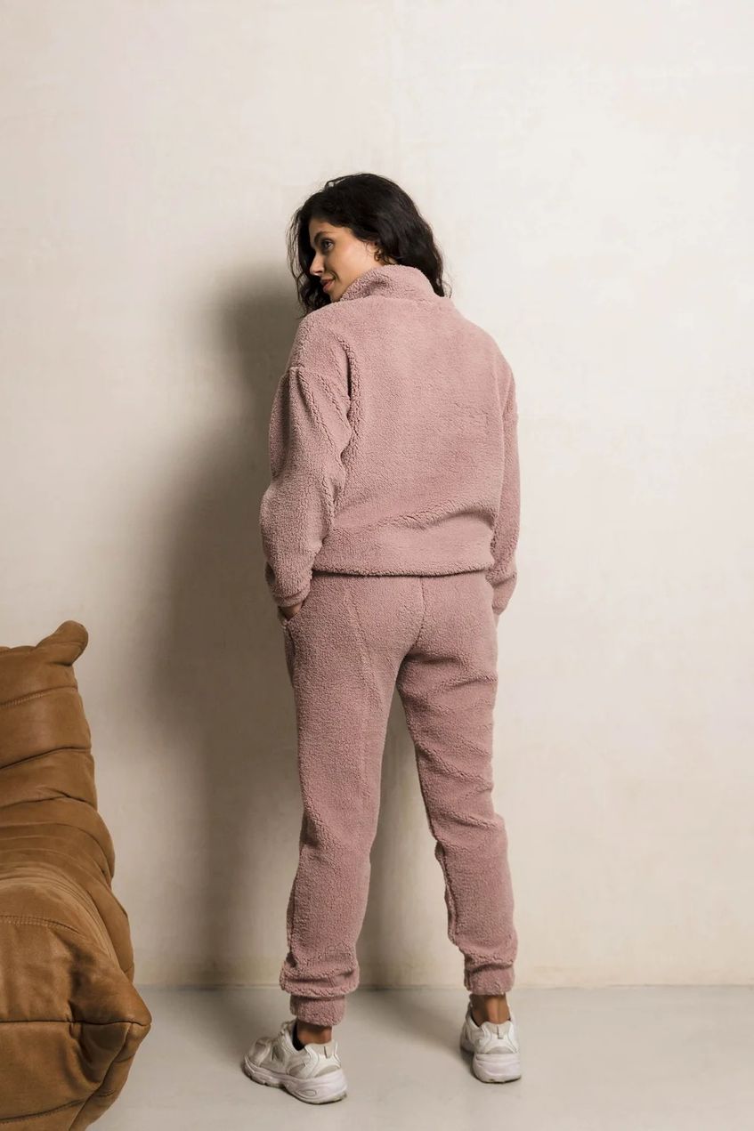 Женские трикотажные утепленные штаны тедди SEV-2119.5512 розовые