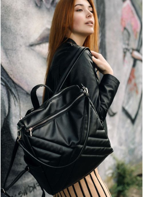 Жіночий рюкзак-сумка Sambag Trinity чорний SB-28313002