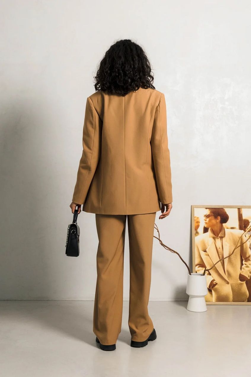 Женский повседневный однобортный пиджак SEV-2110.5542 коричневый