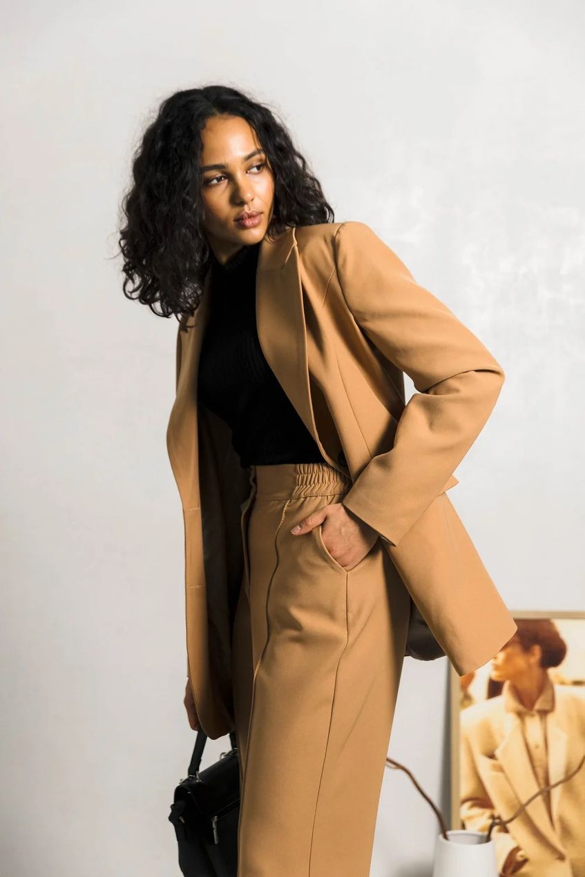 Женский повседневный однобортный пиджак SEV-2110.5542 коричневый