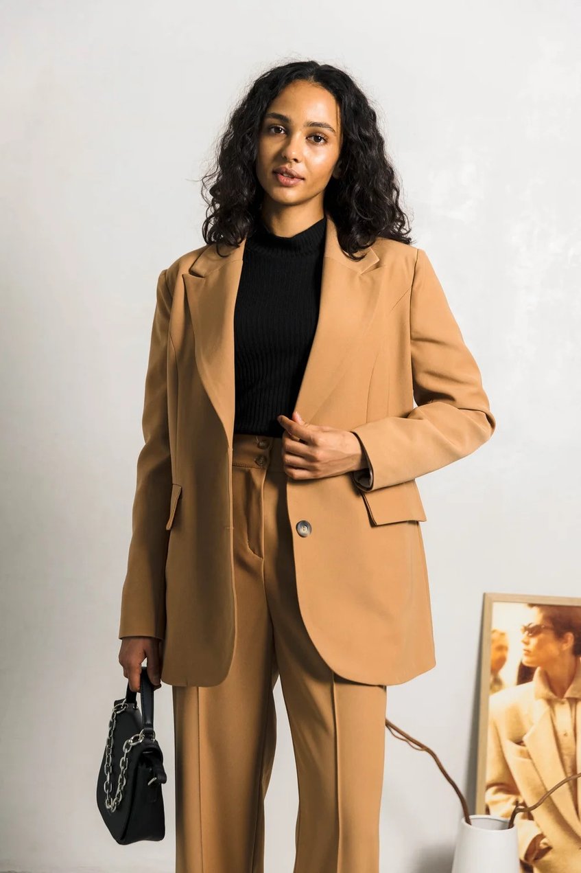 Жіночий повсякденний однобортний піджак SEV-2110.5542 коричневий