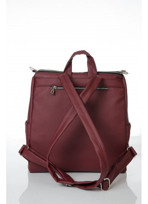 Жіночий рюкзак-сумка Sambag Trinity строчений бордовий SB-28313005