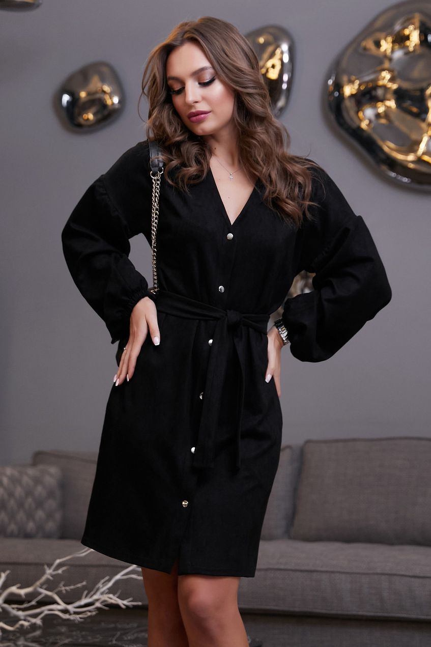Женское платье с V-образным вырезом и длинным рукавом SEV-1315.3991