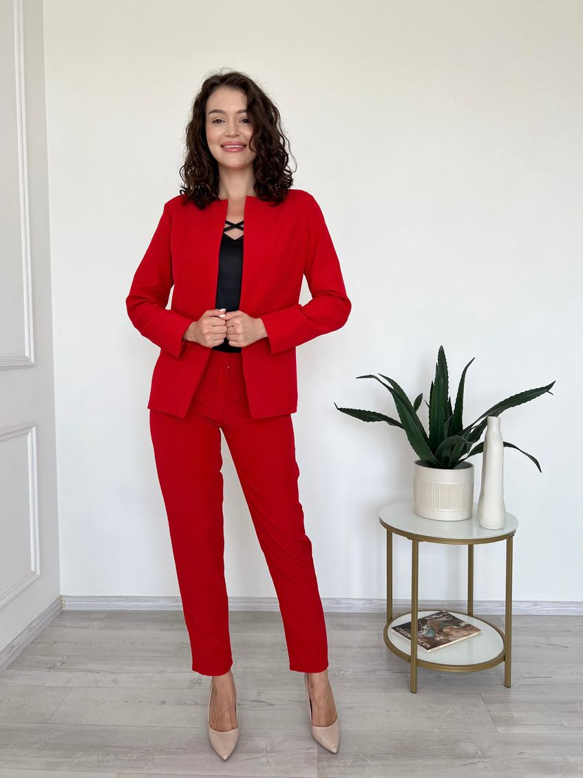 Класичний жіночий костюм брючний піджак і штани sh-003 Червоний