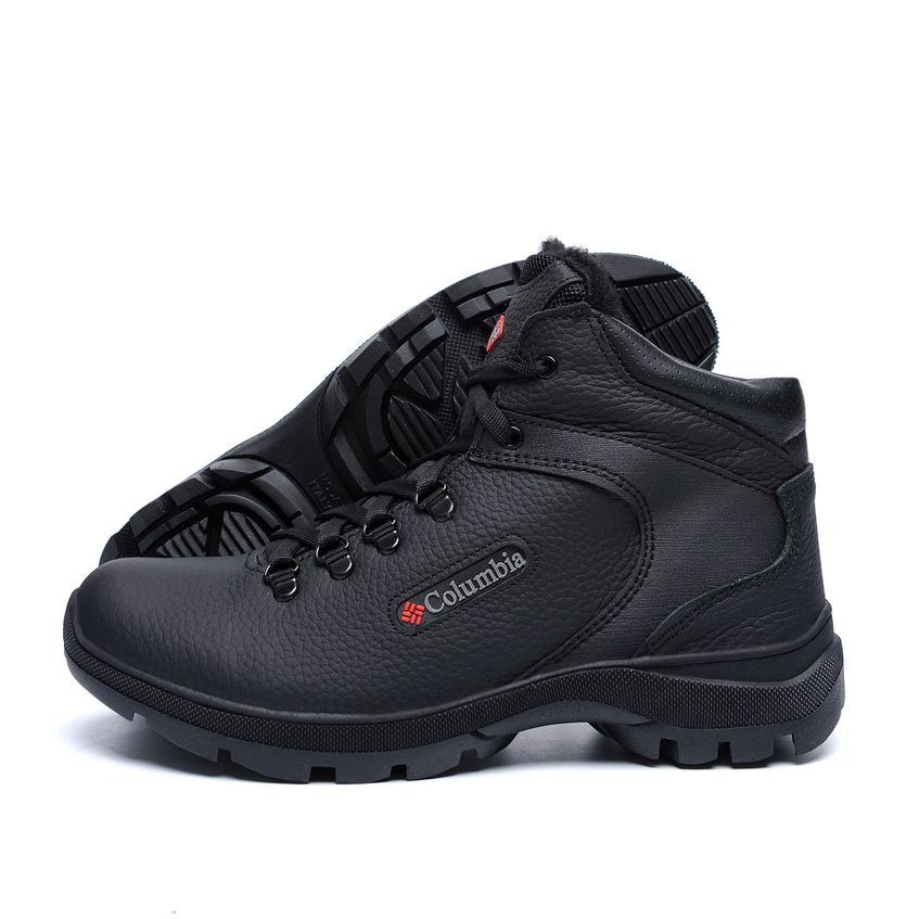 Мужские зимние кожаные ботинки Черные ПК-601 Track