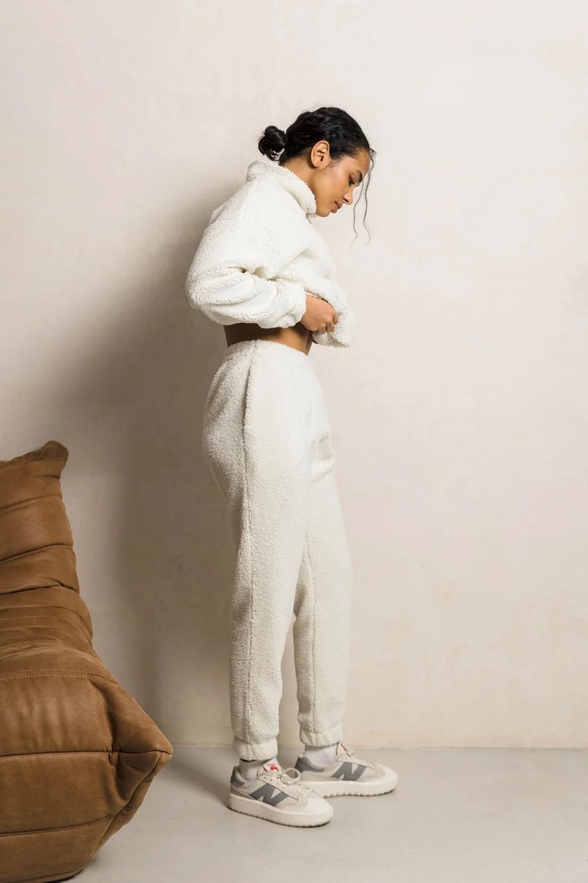 Жіночі трикотажні утеплені штани тедді SEV-2119.5521 білі