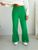 Жіночі трикотажні штани-клеш з розрізами з боків LL-124 Зелений 42