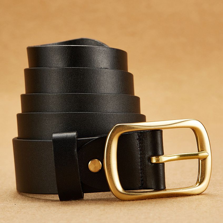 Кожаный ремень мужской Disiwei Solid Brass черный eps-12010