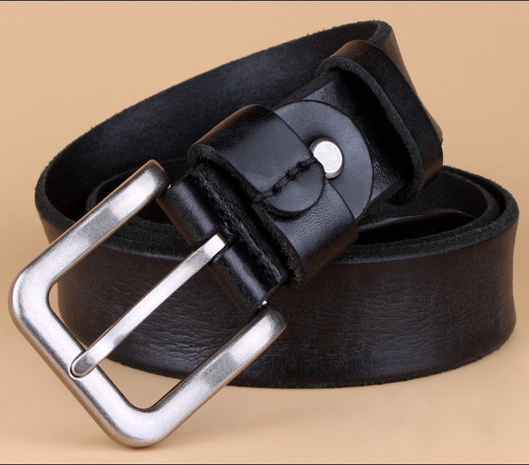 Кожаный ремень мужской Disiwei Solid черный eps-12011