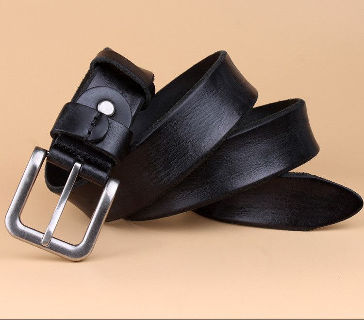 Кожаный ремень мужской Disiwei Solid черный eps-12011
