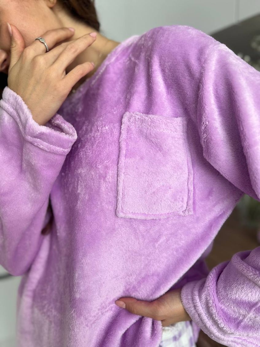 Женская мягкая пижама для повседневной носки комплект фиолетовая