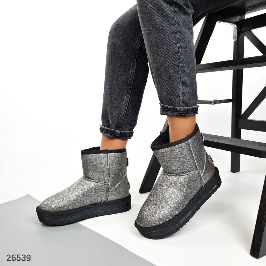 Уггі жіночі короткі черевики натуральна шкіра LS-26539 Серебро