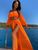 Пляжный шифоновый костюм топ и юбка KW-SW1247 Оранжевый