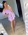 Короткое шифоновое платье с открытыми плечами ft-495 Сирень, 42-44