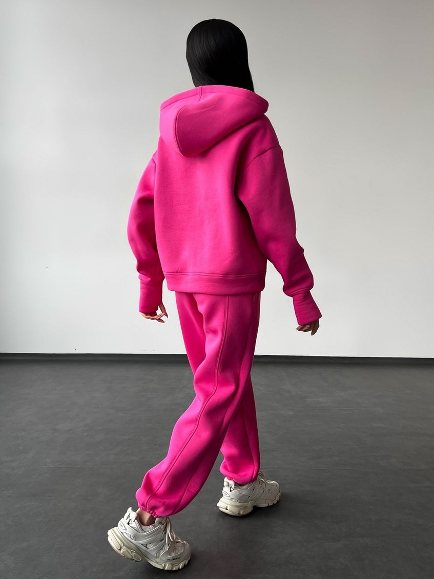 Женский утепленный костюм трехнитка на флисе NV-50804575 розовый