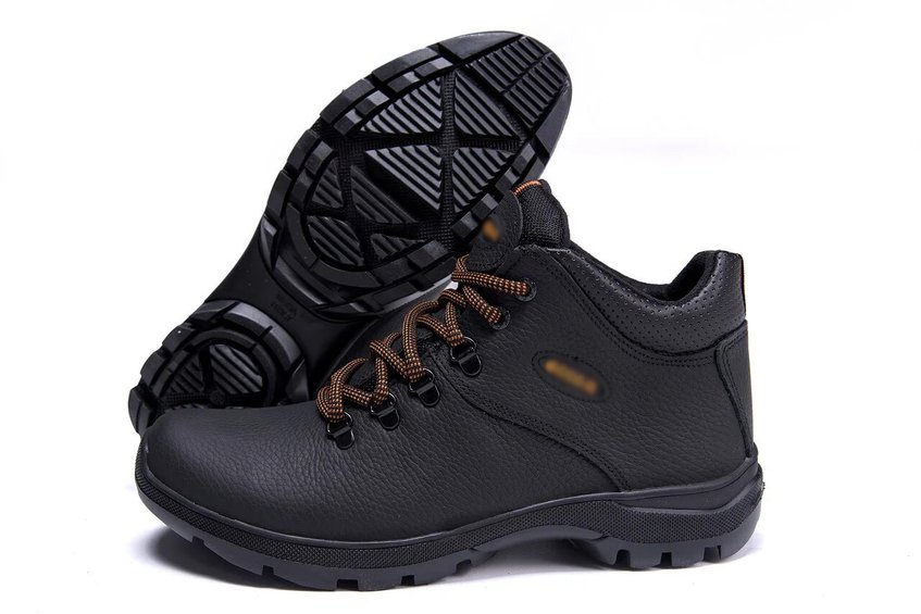 Чоловічі зимові шкіряні черевики Чорні ПК-552