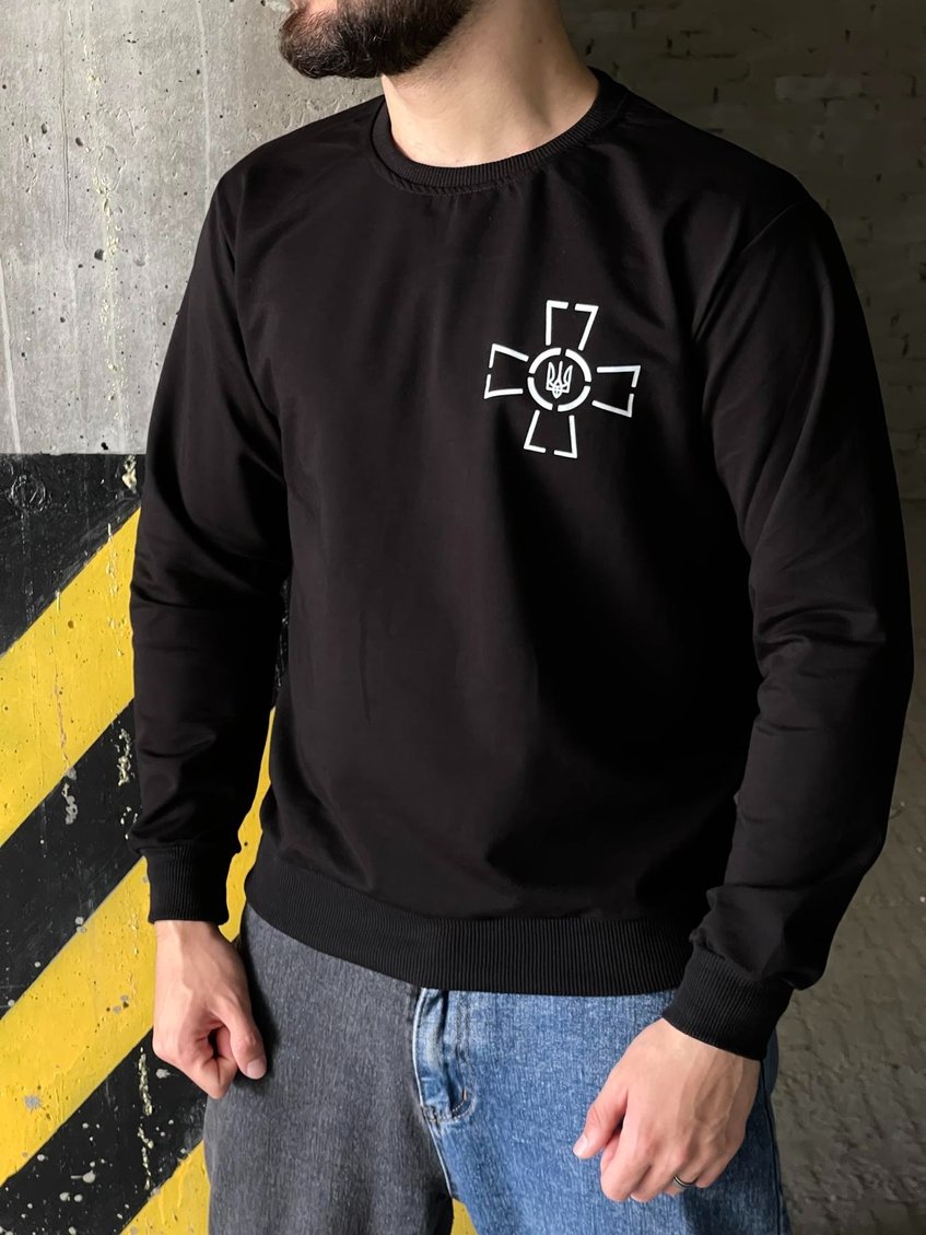 Чоловічий світшот із принтом "хрест ЗСУ" INT-1042112594 Чорний