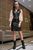 Кожаное платье-сарафан без рукавов с V-образным вырезом SEV-1298.3950 Черный, S