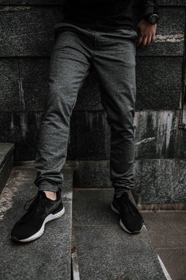 Мужские трикотажные штаны темно-серый меланж INT-1589889183