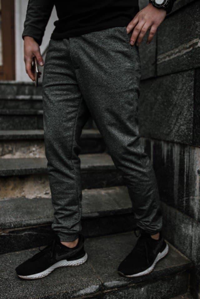 Мужские трикотажные штаны темно-серый меланж INT-1589889183