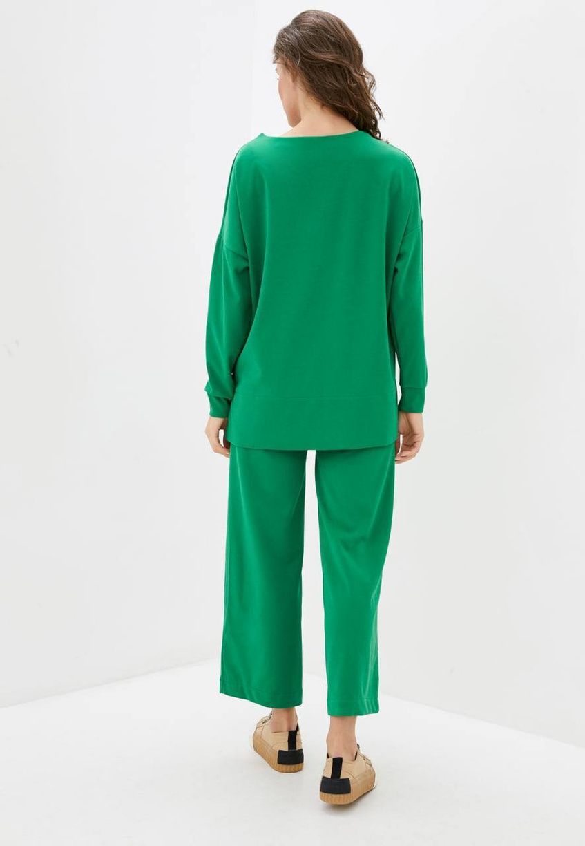 Свободный женский костюм кофта и штаны Зеленый LL-046