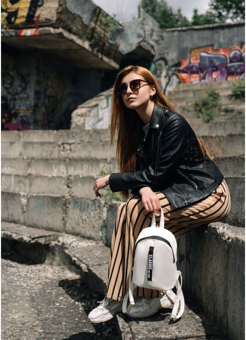 Жіночий міні рюкзак Sambag Mane MQT білий SB-18228008e