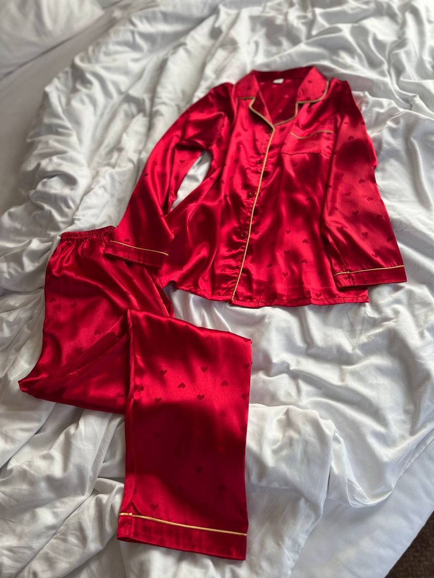 Жіноча шовкова піжама для повсякденного носіння KW-DO2475 червона