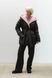Жіноча тепла двостороння куртка з капюшоном SEV-2091.5458 чорна-рожева