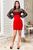 Нарядное мини платье с объёмными рукавами из сетки SEV-1655.4420 красный, S