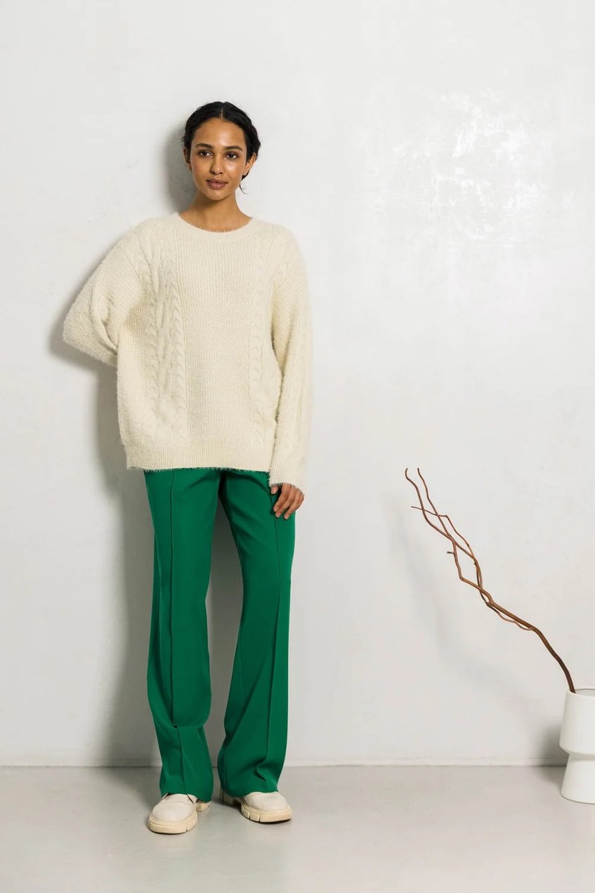 Жіночі класичні прямі брюки вільного крою SEV-2120.5532 зелені
